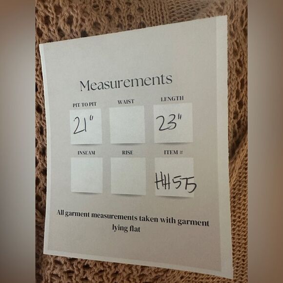 Polly Cooper Lightweight Open Back Chic Tan Knit Sweater Size S/M - Picture 12 of 12